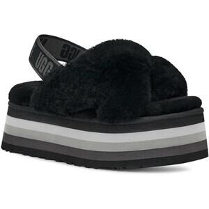 UGG Women's Disco Knot Slide Sheepskin Platform Slippers Black US: 8
